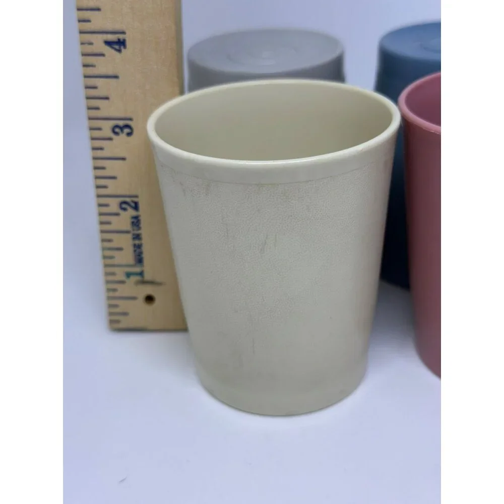 VTG Tupperware Pastel Tumblers Set of 4 MCM Stackable Plastic Cups USA Drinkware